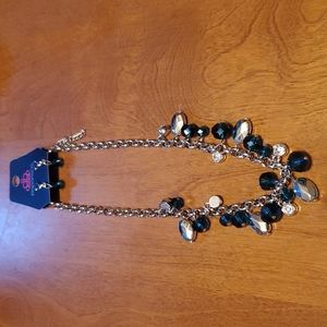 Paparazzi NWT deep teal gemstone silver necklace with earrings.